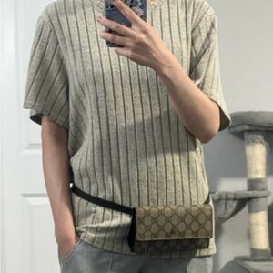 Gucci Brown and Beige Monogram Belt